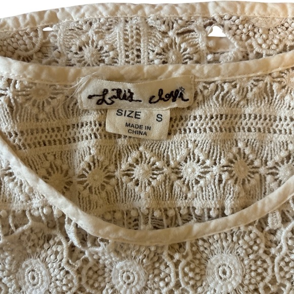 Lili’s Closet for Anthropologie Keren Top - Size Small Ivory Crocheted Sheer - Picture 4 of 9